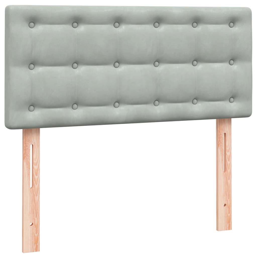 világosszürke bársony rugós ágy matraccal 80x220 cm