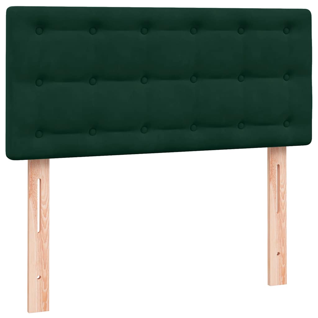 sötétzöld bársony rugós ágy matraccal 80x220 cm