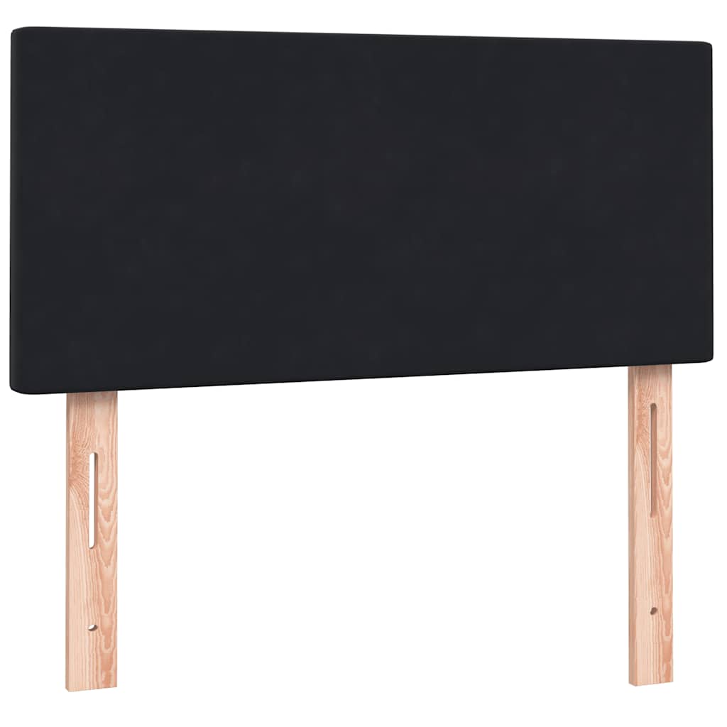 fekete bársony rugós ágy matraccal 90x210 cm