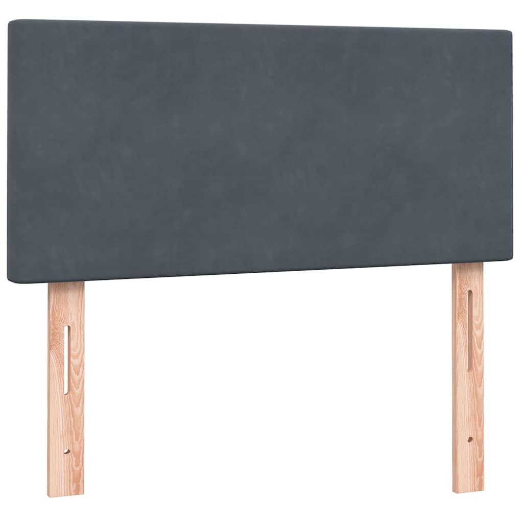 sötétszürke bársony rugós ágy matraccal 80x220 cm