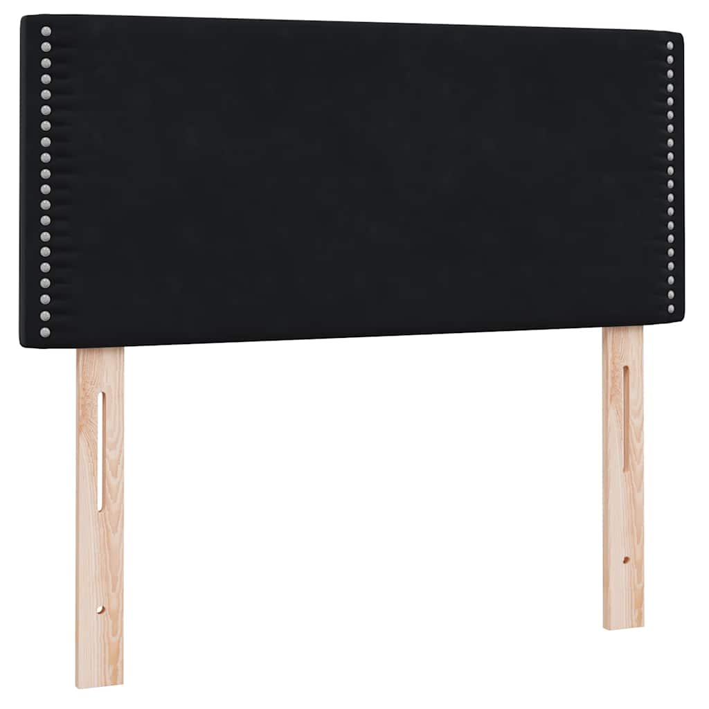 fekete bársony rugós ágy matraccal 90x210 cm