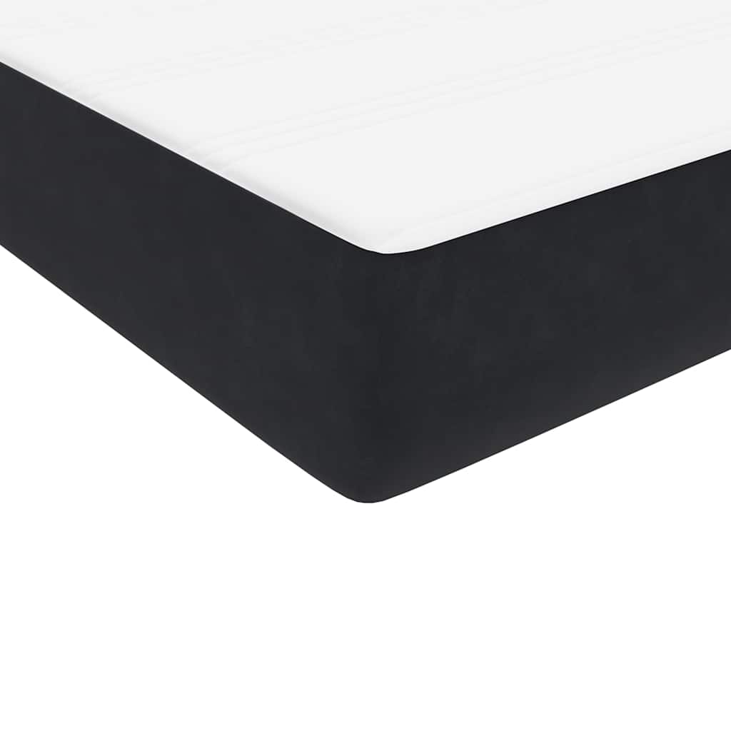 fekete bársony rugós ágy matraccal 90x210 cm