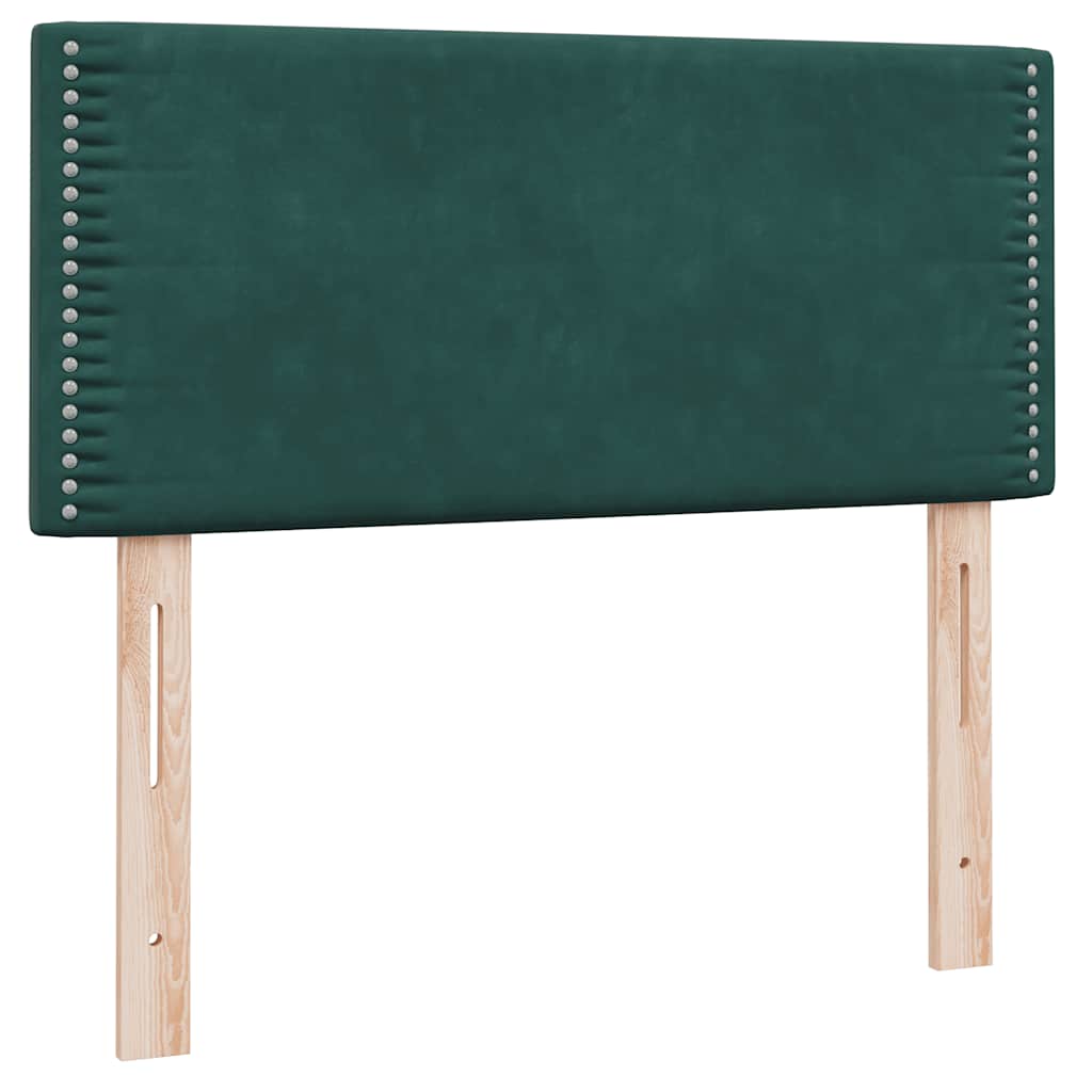 sötétzöld bársony rugós ágy matraccal 80x220 cm