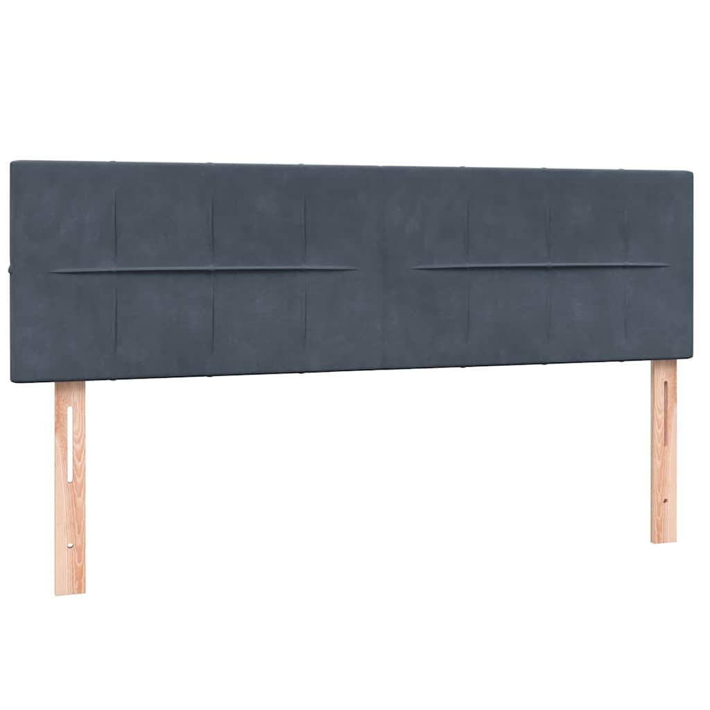 sötétszürke bársony rugós ágy matraccal 160x210 cm