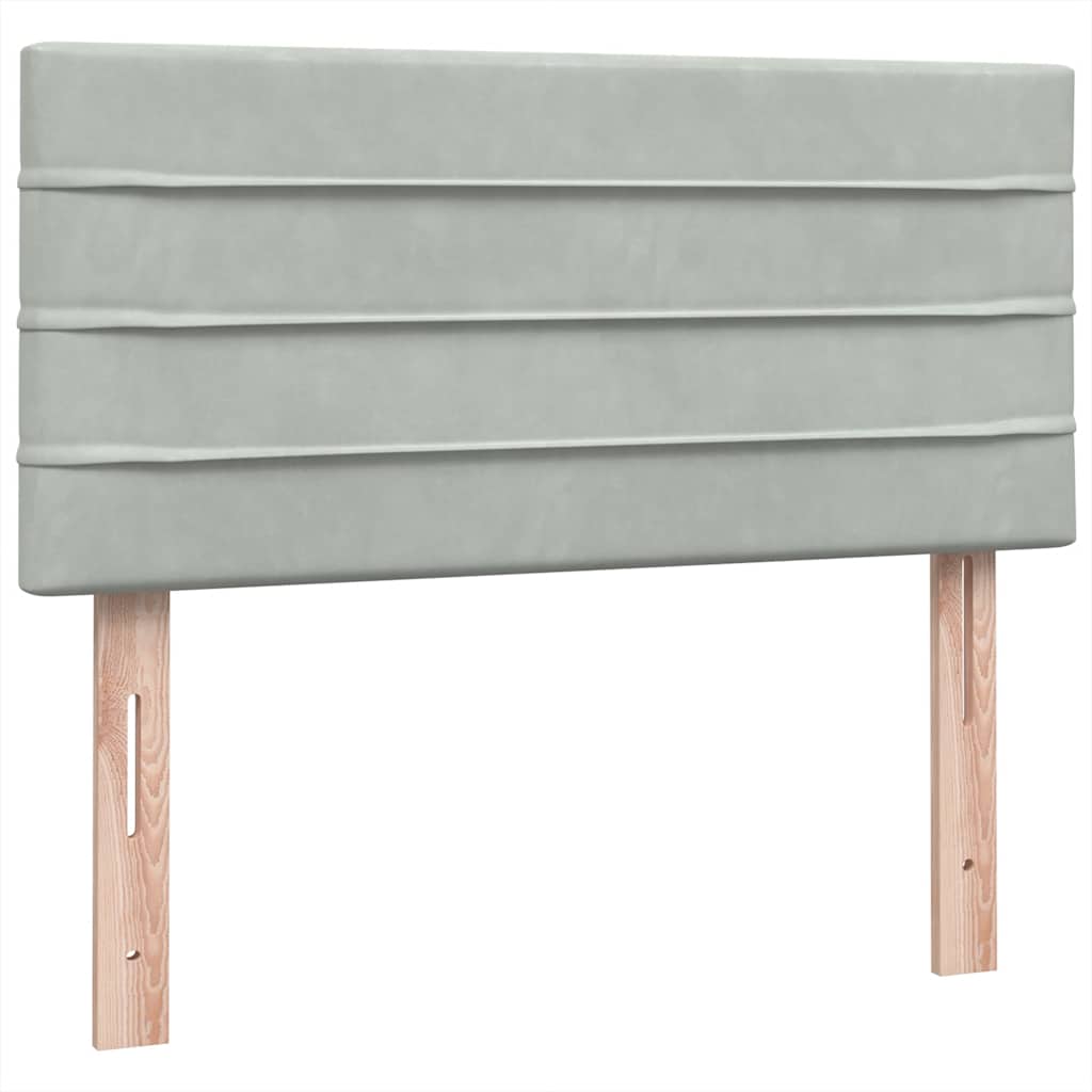 világosszürke bársony rugós ágy matraccal 80x210 cm