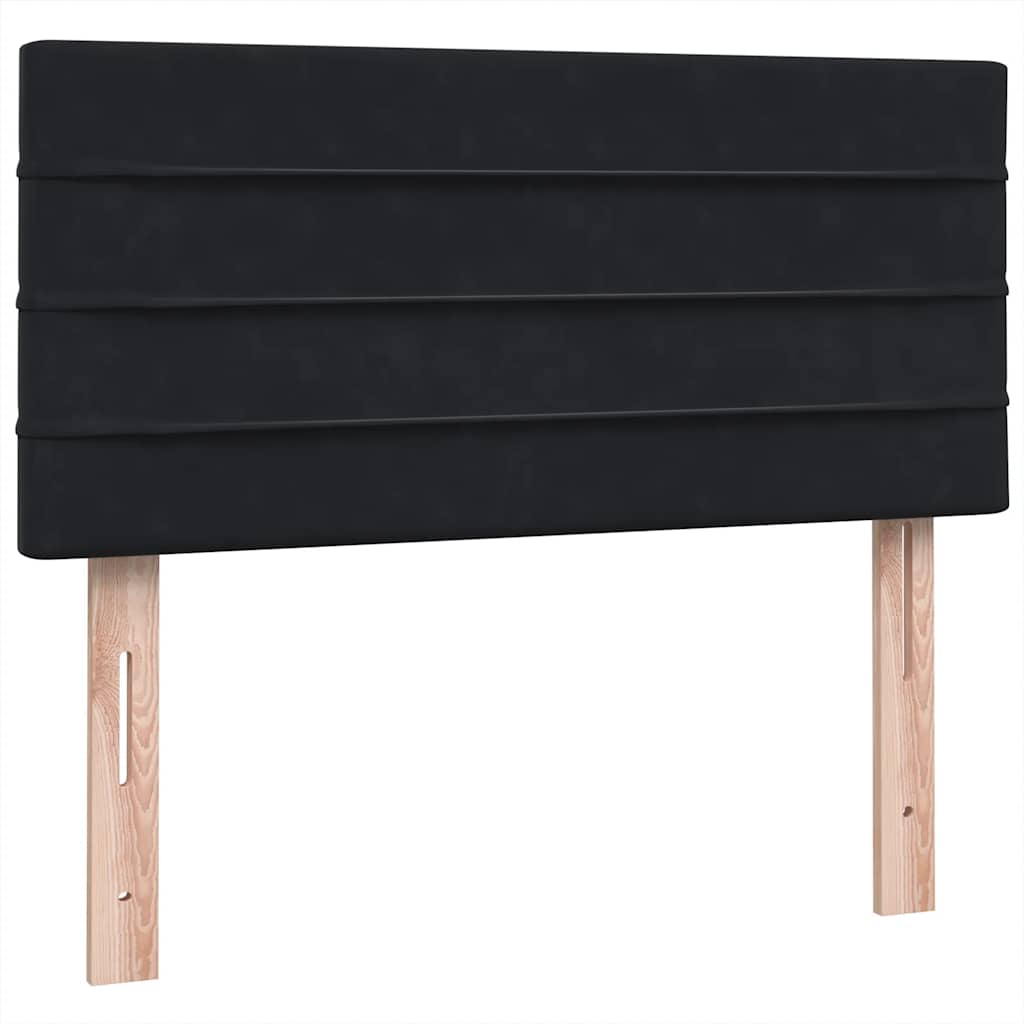 fekete bársony rugós ágy matraccal 90x210 cm