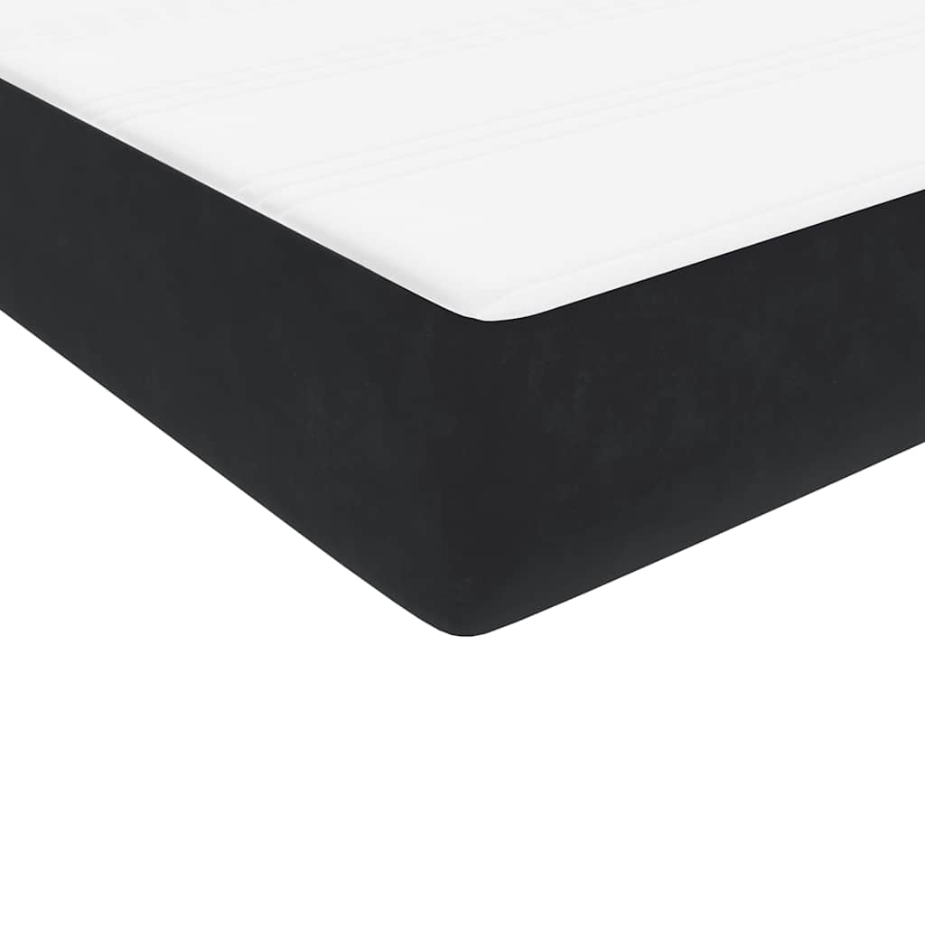 fekete bársony rugós ágy matraccal 90x210 cm