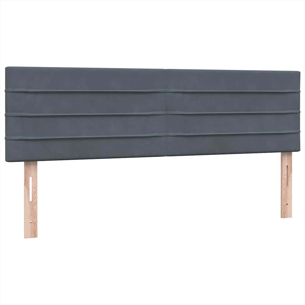 sötétszürke bársony rugós ágy matraccal 160x210 cm
