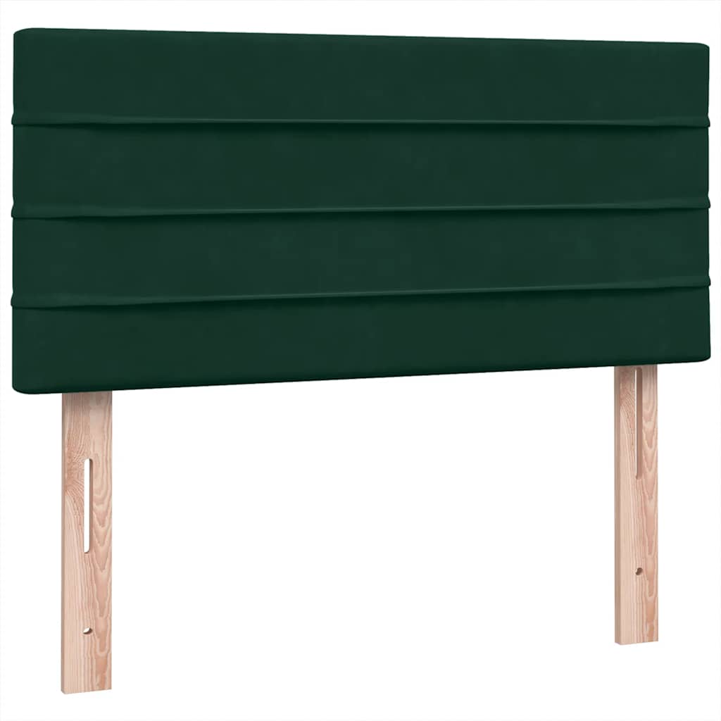 sötétzöld bársony rugós ágy matraccal 80x220 cm