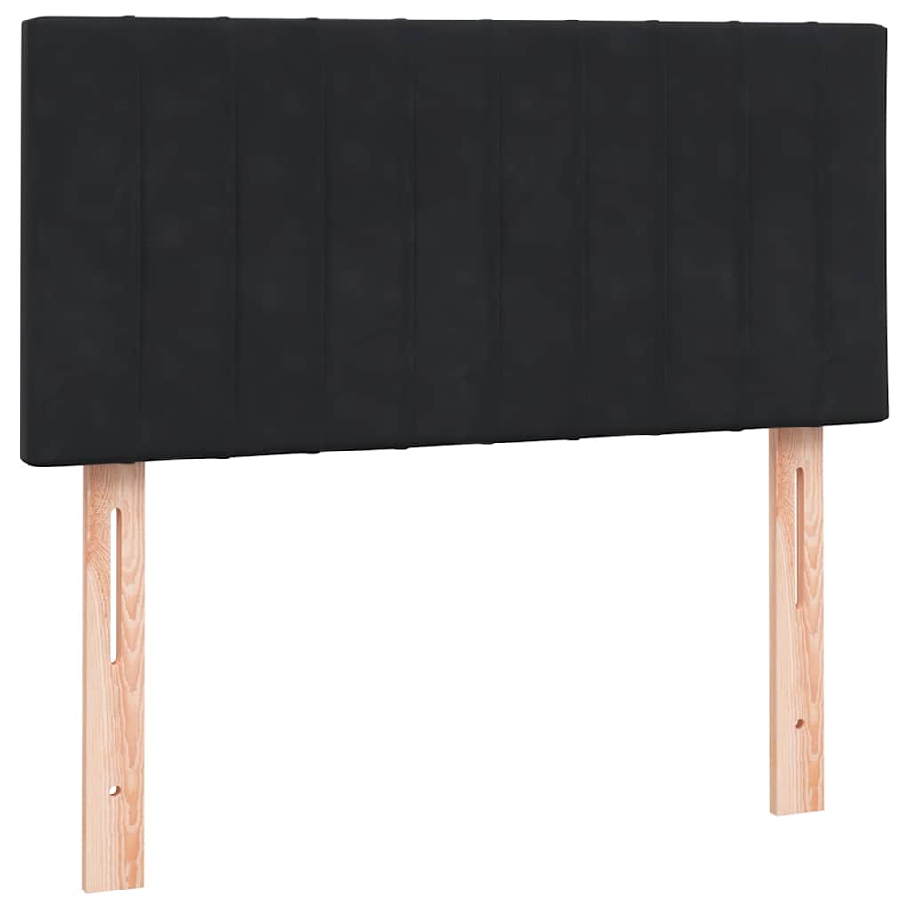 fekete bársony rugós ágy matraccal 90x210 cm