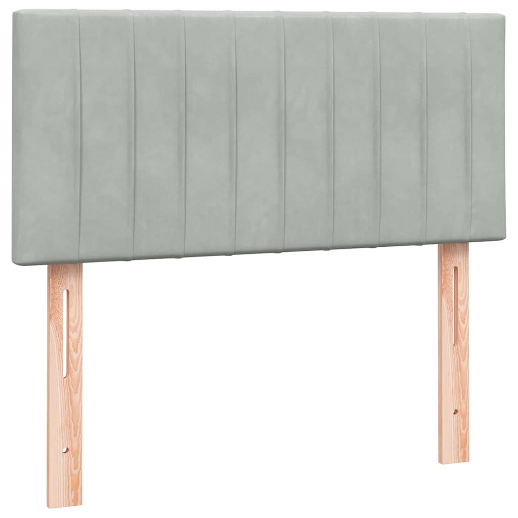 világosszürke bársony rugós ágy matraccal 80x220 cm