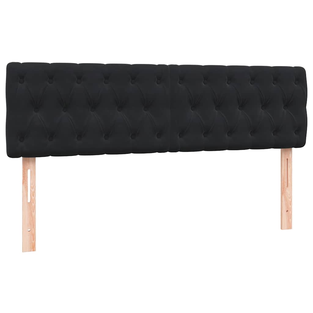 fekete bársony rugós ágy matraccal 160x210 cm