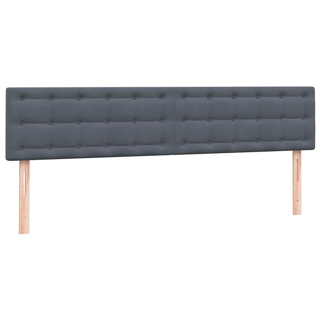 sötétszürke bársony rugós ágy matraccal 180x210 cm