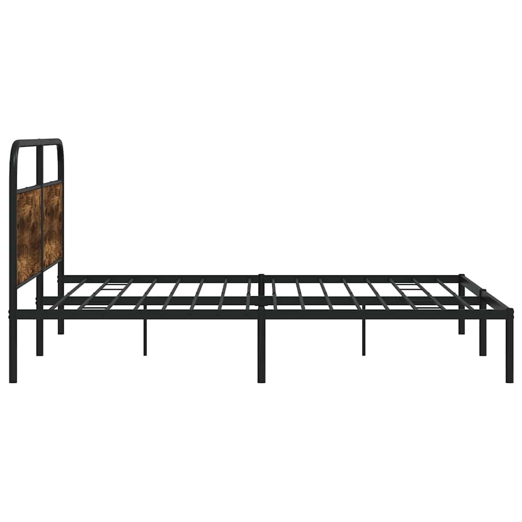 füstös tölgy színű fém ágykeret matrac nélkül 183 x 213 cm