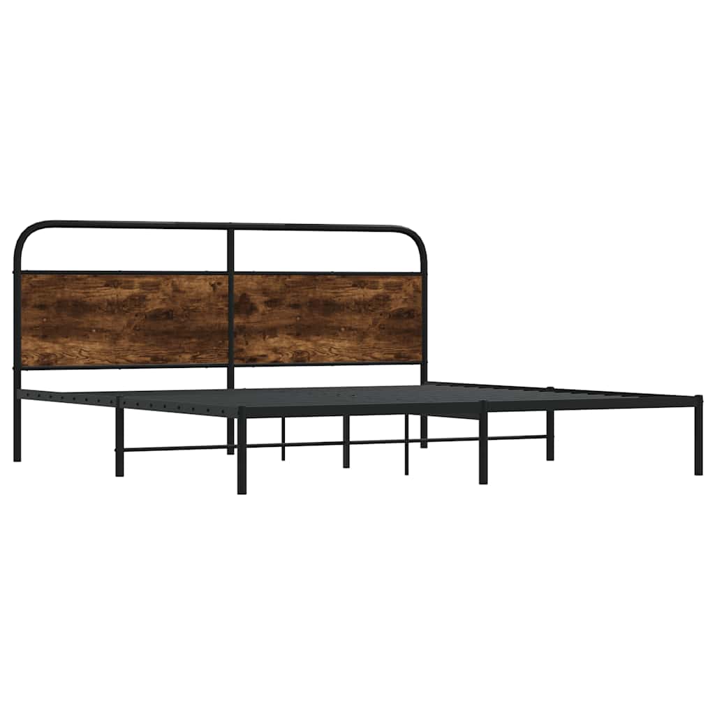 füstös tölgy színű fém ágykeret matrac nélkül 200 x 200 cm