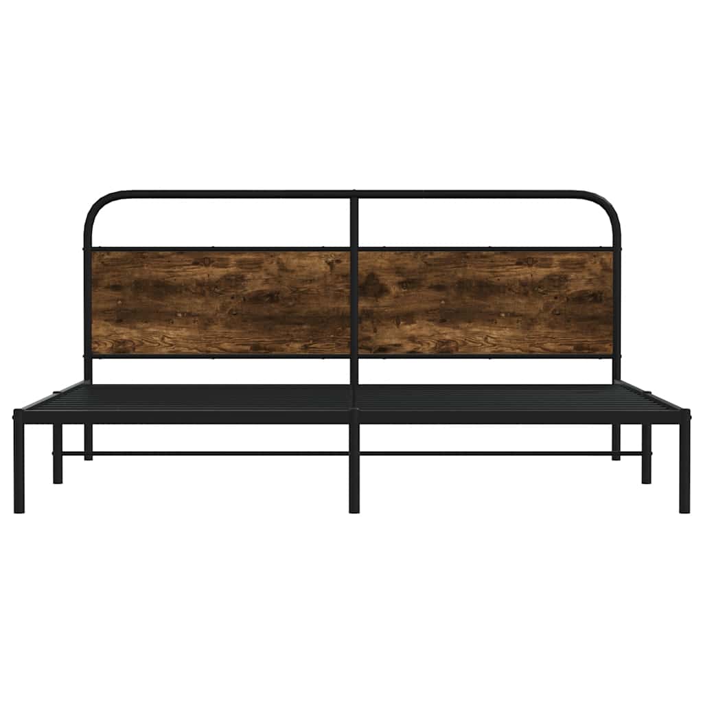 füstös tölgy színű fém ágykeret matrac nélkül 200 x 200 cm