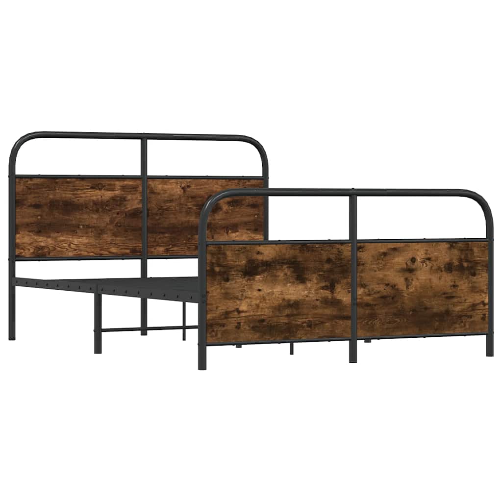 füstös tölgy színű fém ágykeret matrac nélkül 140 x 190 cm