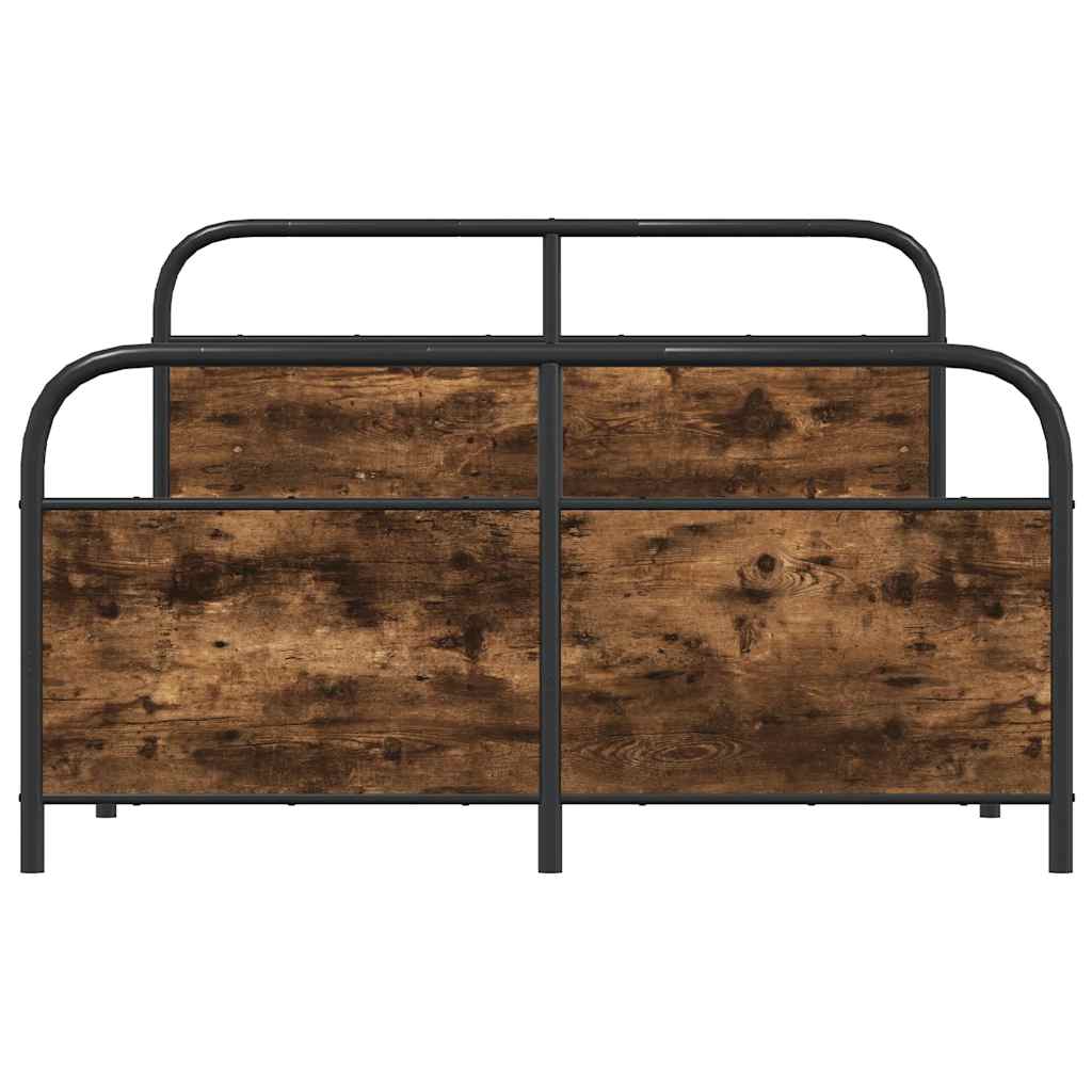 füstös tölgy színű fém ágykeret matrac nélkül 140 x 190 cm