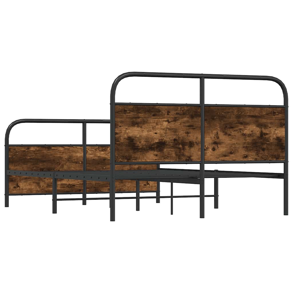 füstös tölgy színű fém ágykeret matrac nélkül 140 x 190 cm