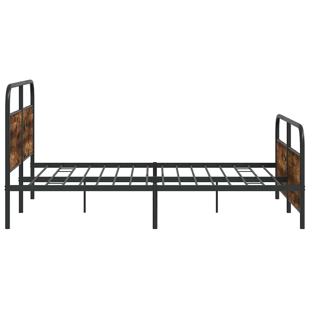 füstös tölgy színű fém ágykeret matrac nélkül 200 x 200 cm