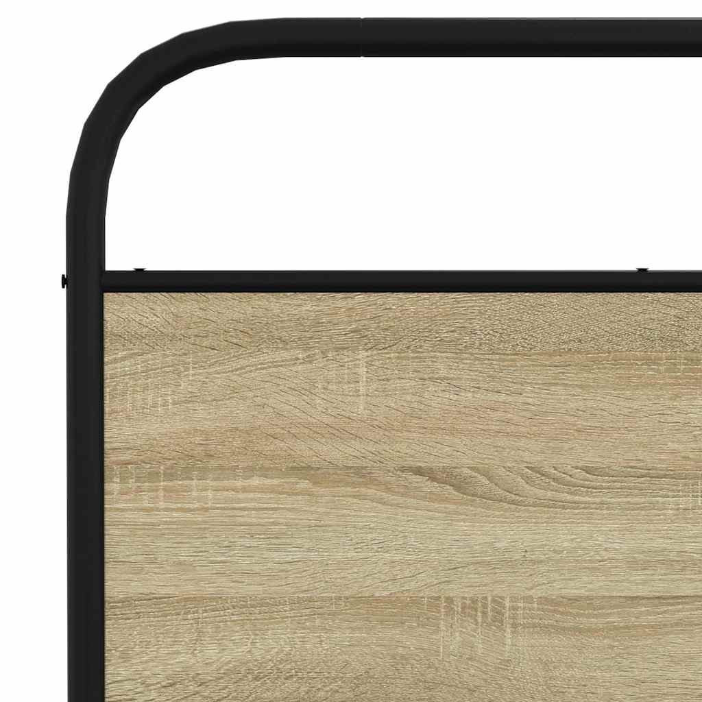 sonoma tölgy színű fém ágykeret matrac nélkül 200 x 200 cm