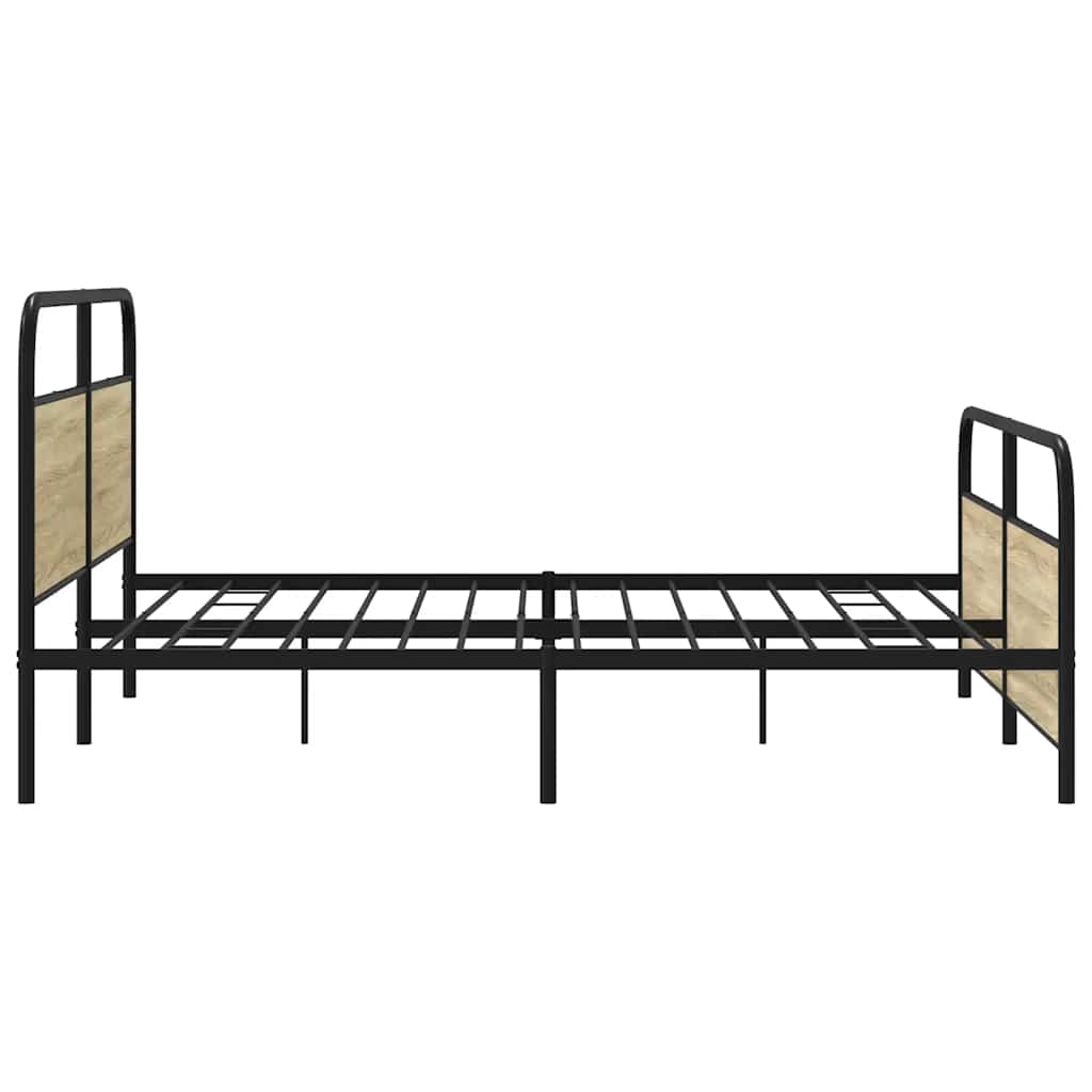 sonoma tölgy színű fém ágykeret matrac nélkül 200 x 200 cm