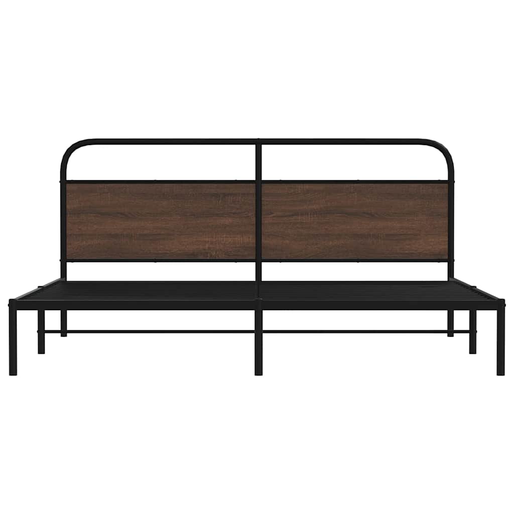 barna tölgy színű fém ágykeret matrac nélkül 200 x 200 cm