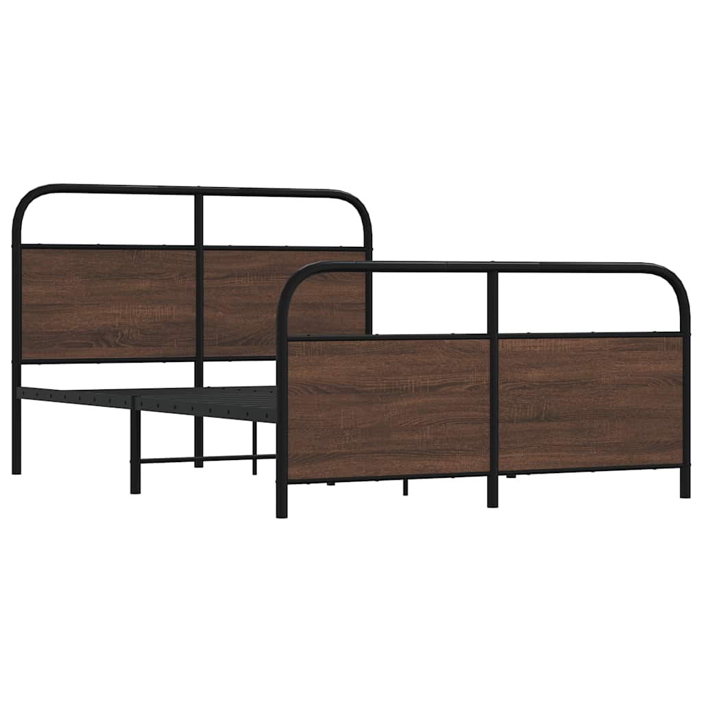 barna tölgy színű fém ágykeret matrac nélkül 140 x 190 cm