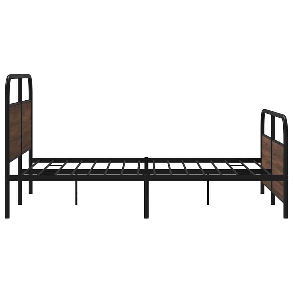 barna tölgy színű fém ágykeret matrac nélkül 150 x 200 cm