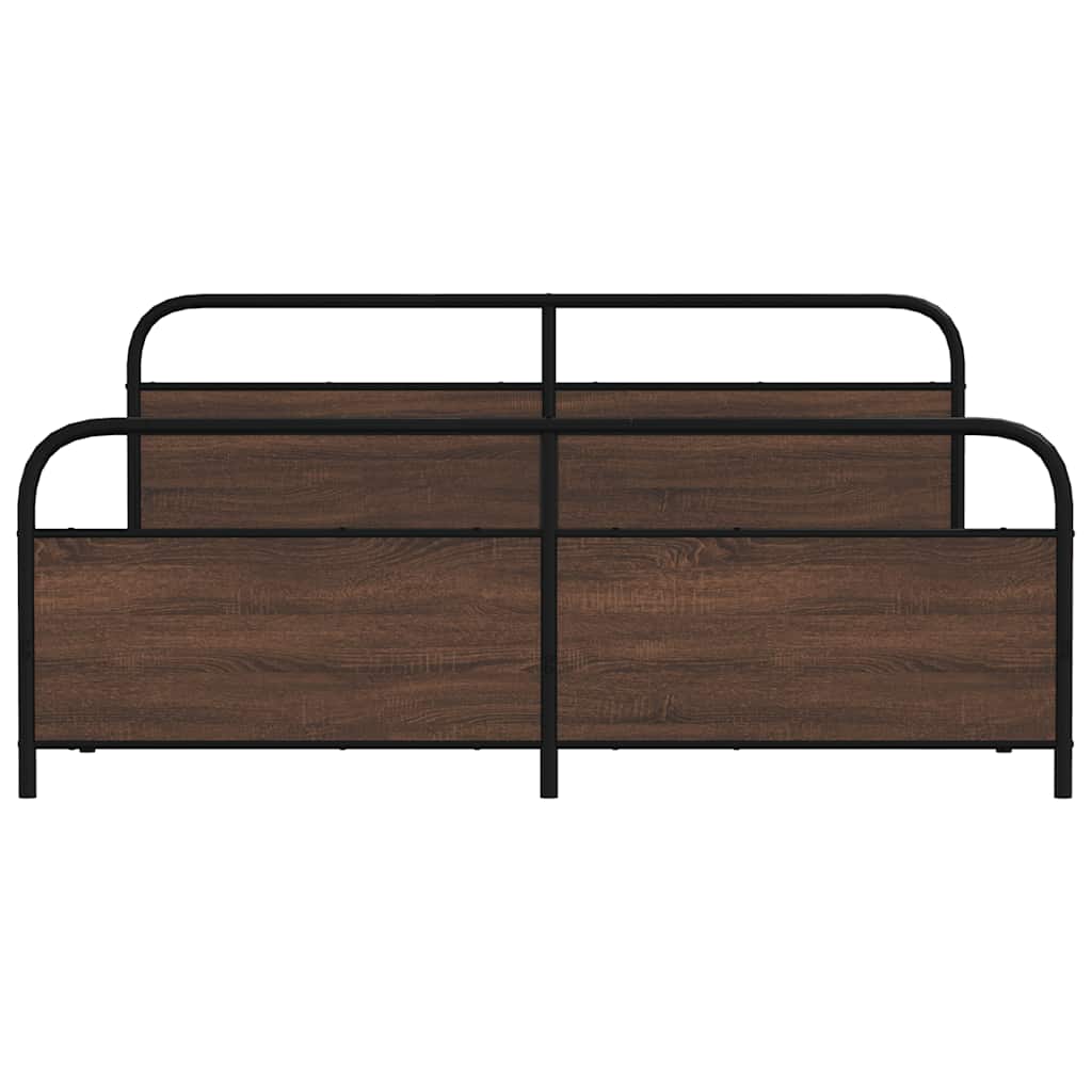 barna tölgy színű fém ágykeret matrac nélkül 200 x 200 cm
