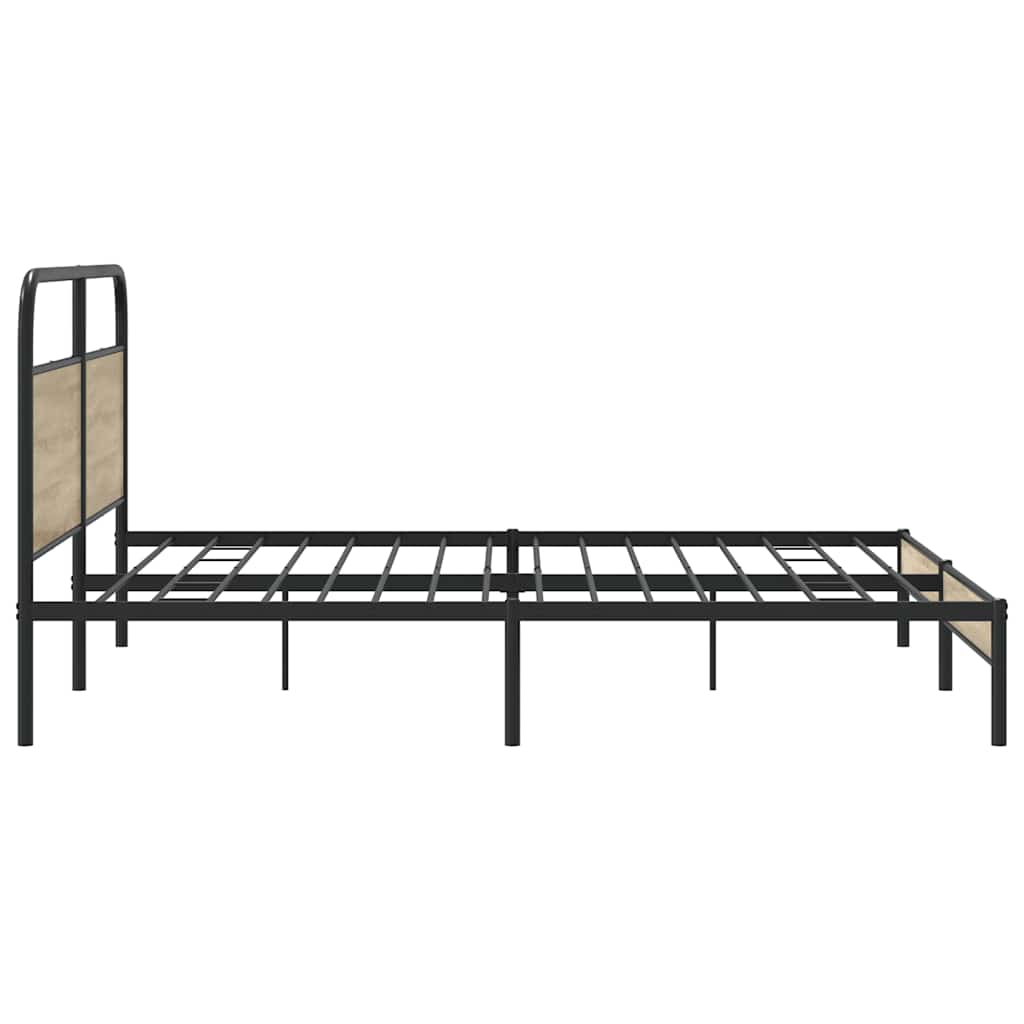 füstös tölgy színű fém ágykeret matrac nélkül 180 x 200 cm