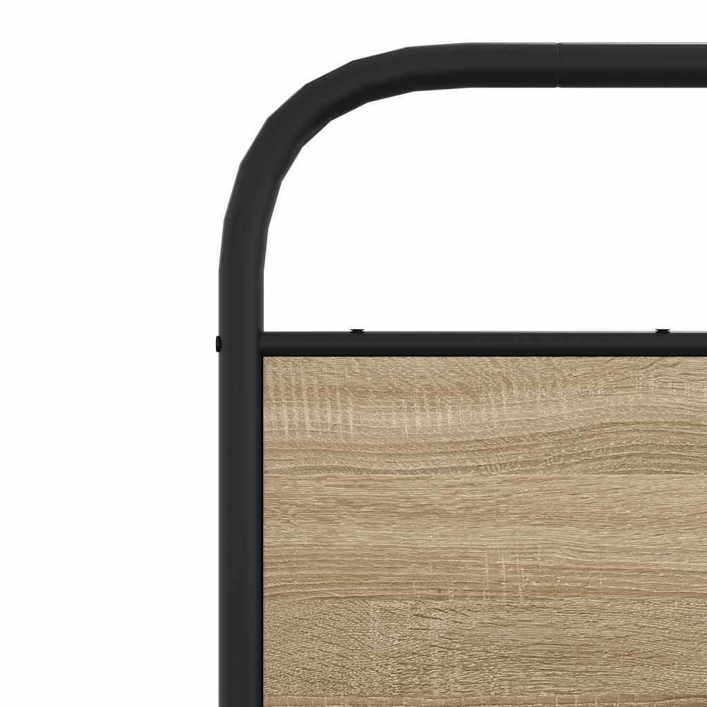 füstös tölgy színű fém ágykeret matrac nélkül 200 x 200 cm