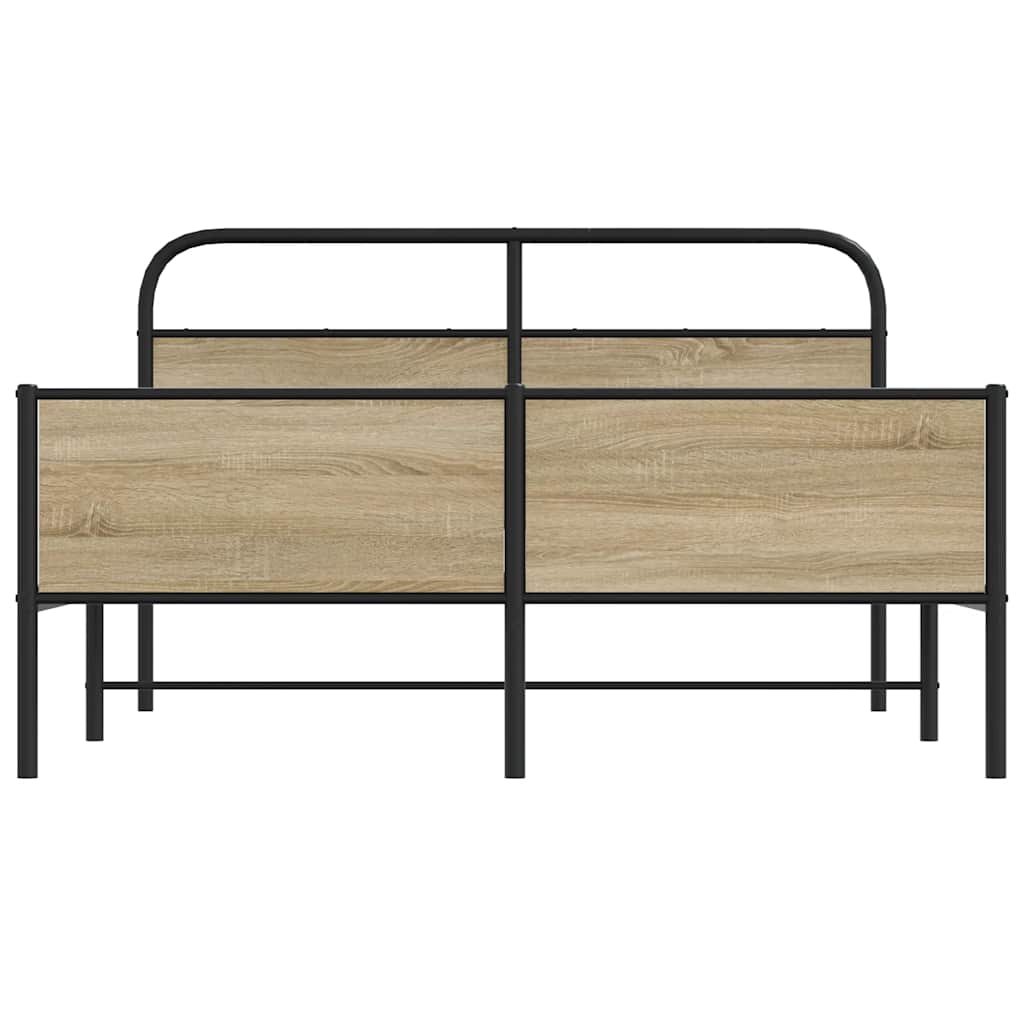 füstös tölgy színű fém ágykeret matrac nélkül 160 x 200 cm
