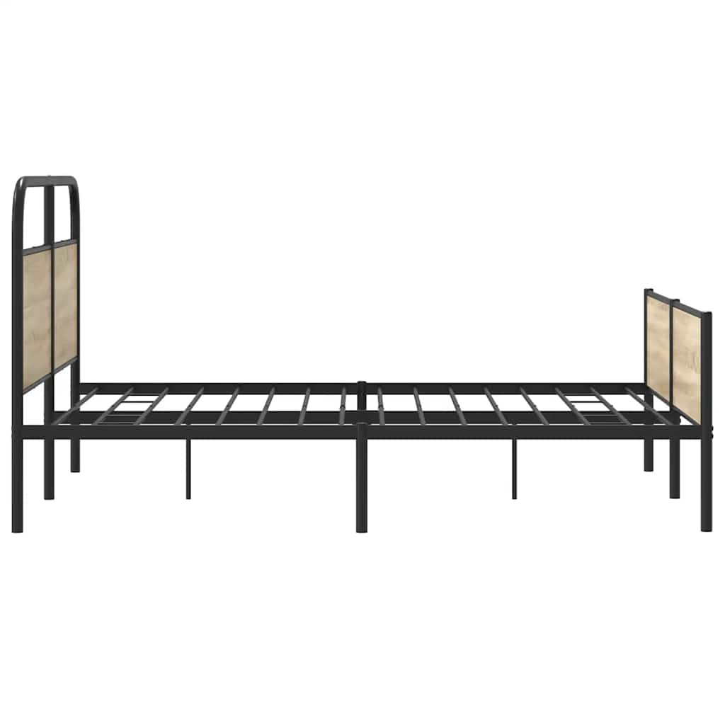füstös tölgy színű fém ágykeret matrac nélkül 160 x 200 cm