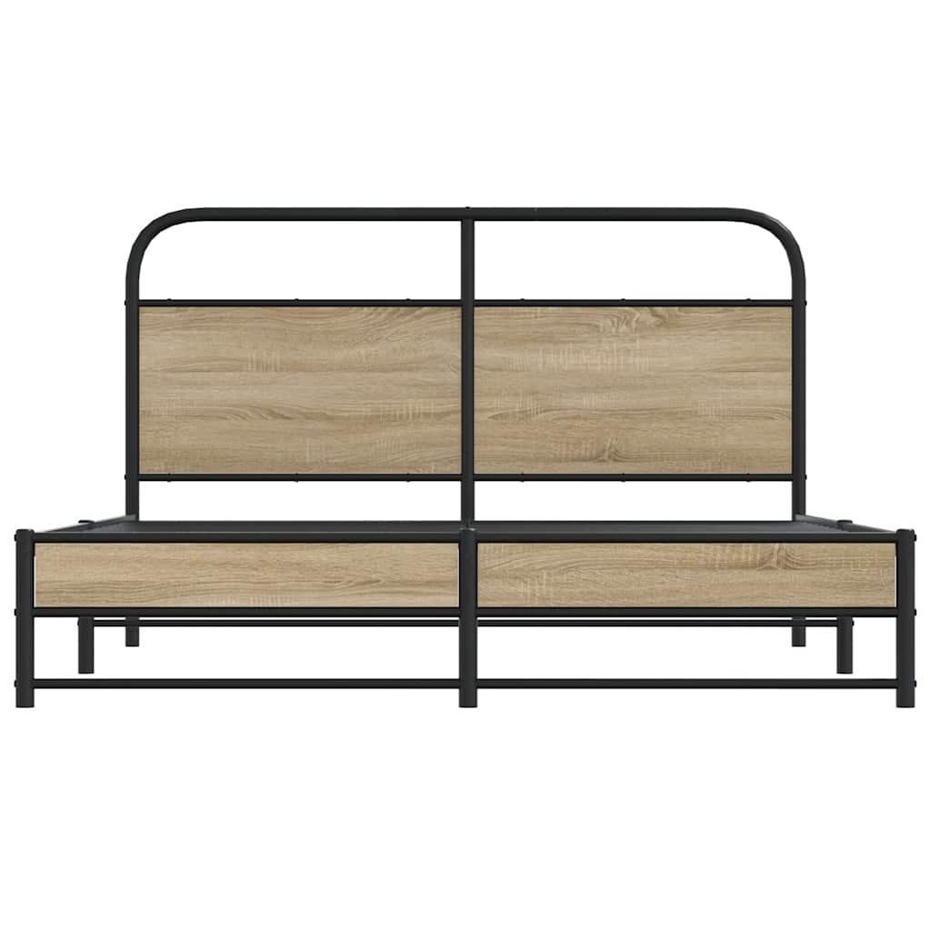 füstös tölgy színű fém ágykeret matrac nélkül 160 x 200 cm