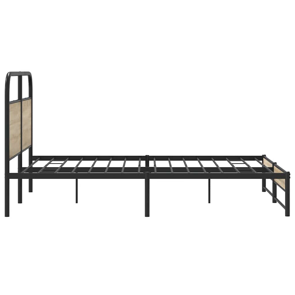 füstös tölgy színű fém ágykeret matrac nélkül 160 x 200 cm