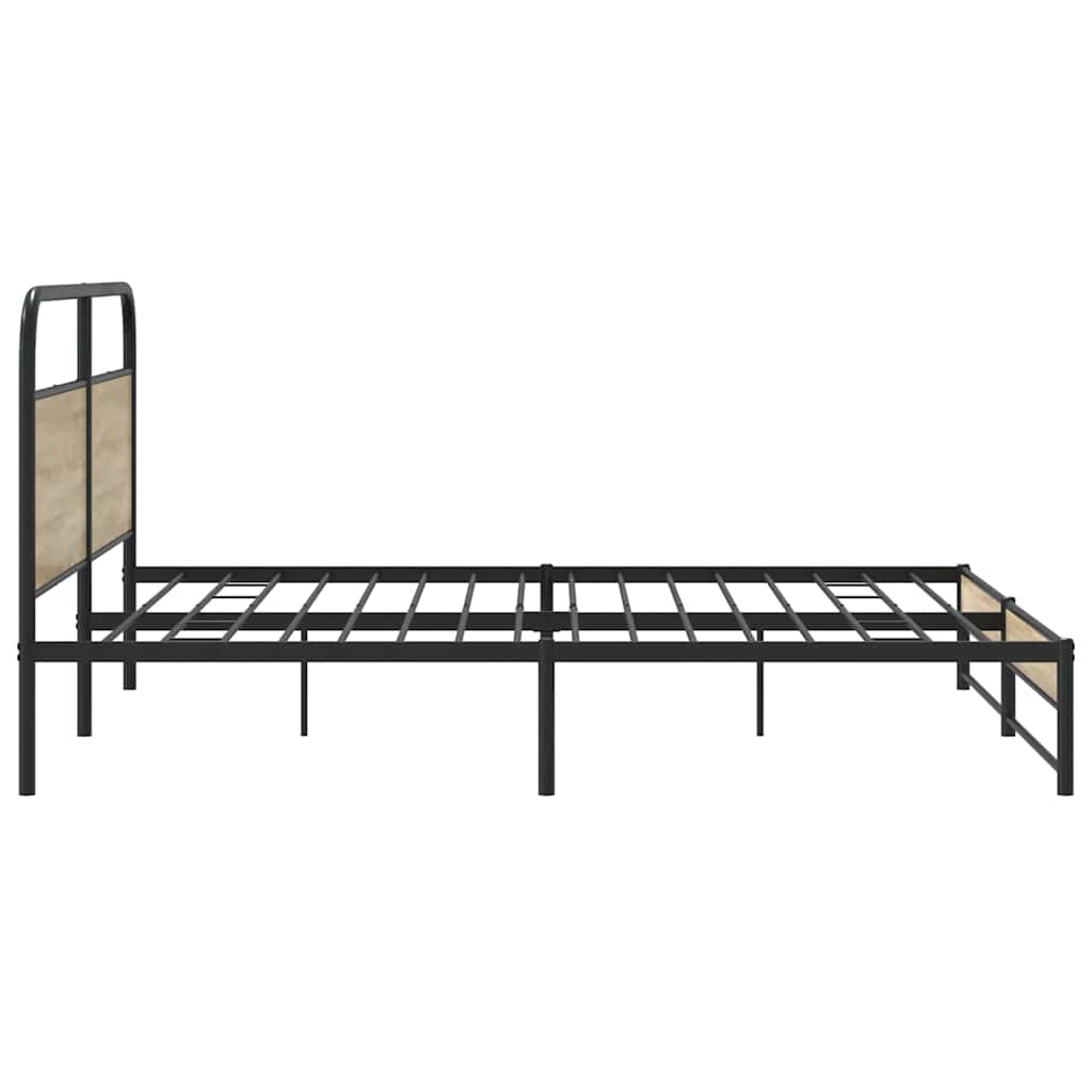 füstös tölgy színű fém ágykeret matrac nélkül 200 x 200 cm