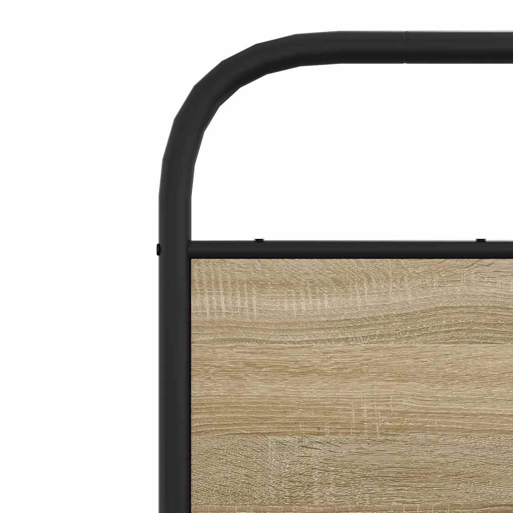 füstös tölgy színű fém ágykeret matrac nélkül 200 x 200 cm