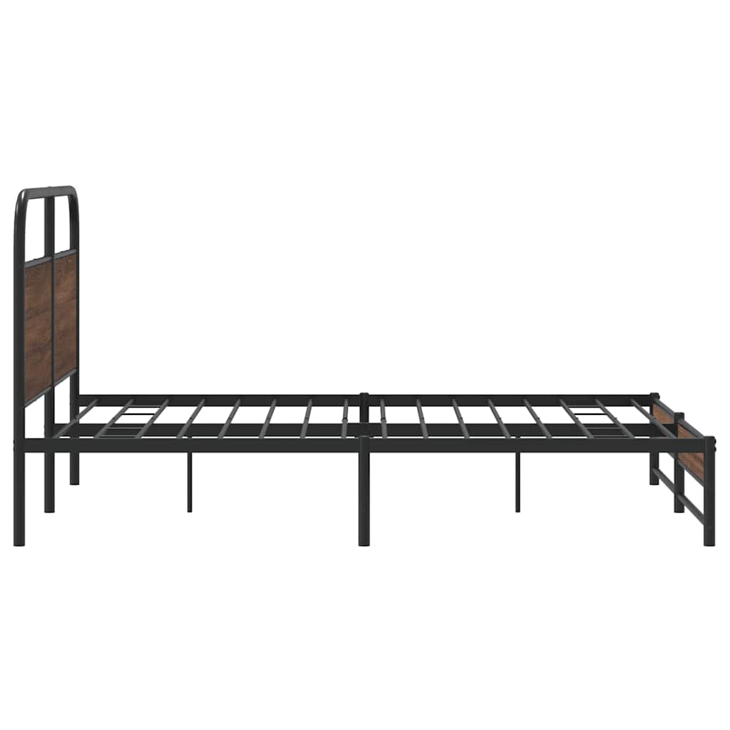 barna tölgy színű fém ágykeret matrac nélkül 160 x 200 cm