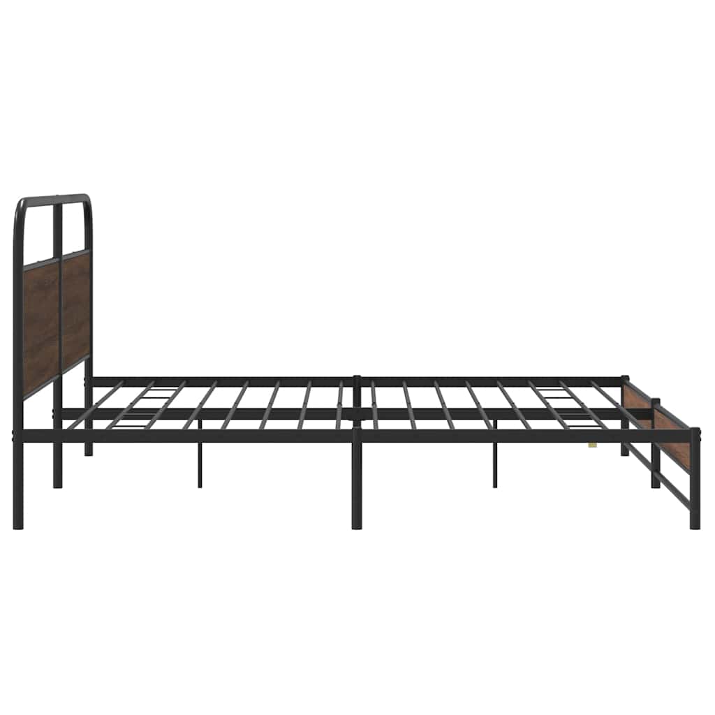 barna tölgy színű fém ágykeret matrac nélkül 183 x 213 cm