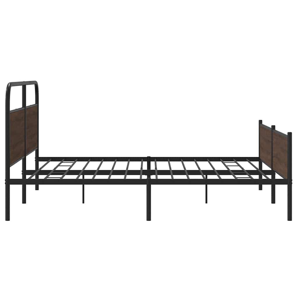 barna tölgy színű fém ágykeret matrac nélkül 200 x 200 cm