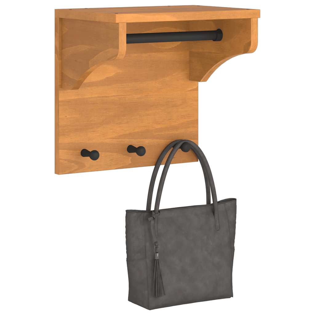 SANDNES tömör fenyőfa falra szerelt kabátállvány 43x30x42 cm