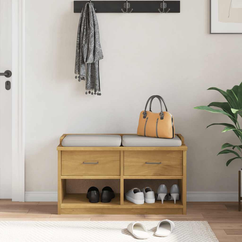 SANDNES tömör fenyőfa előszobapad 87x40x50 cm