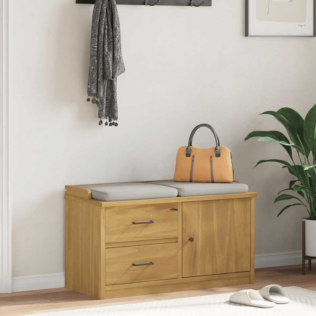 SANDNES tömör fenyőfa előszobapad 87x40x50 cm