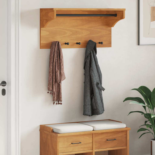 SANDNES tömör fenyőfa falra szerelt kabátállvány 87x30x42 cm
