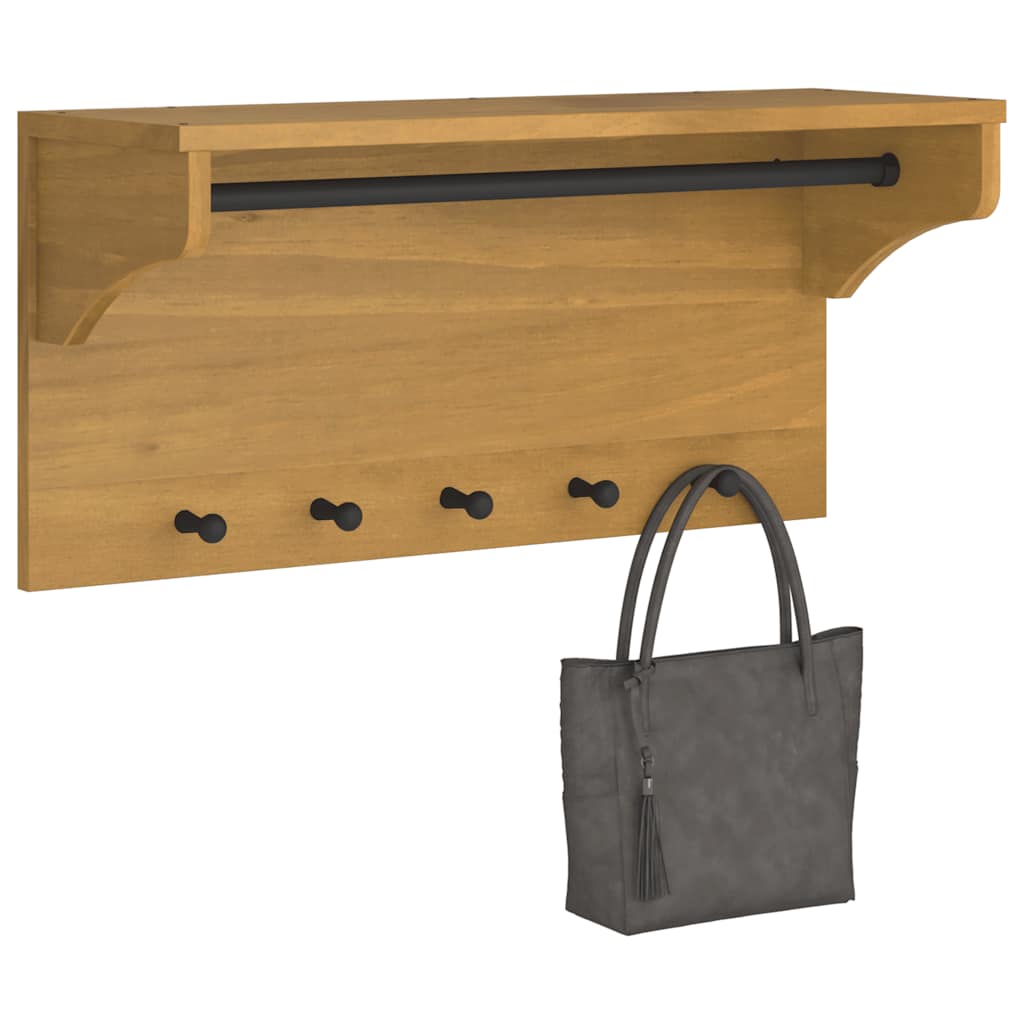 SANDNES tömör fenyőfa falra szerelt kabátállvány 87x30x42 cm