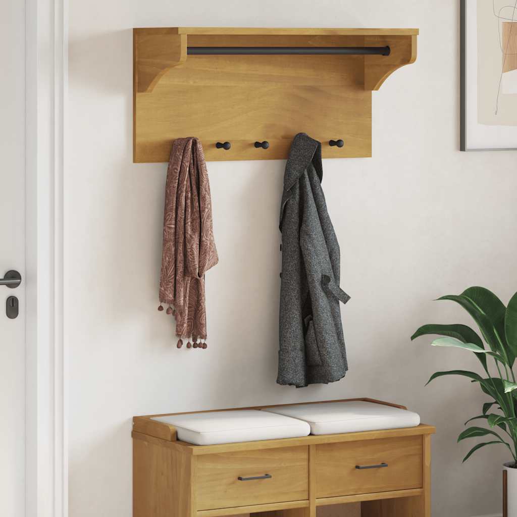 SANDNES tömör fenyőfa falra szerelt kabátállvány 87x30x42 cm