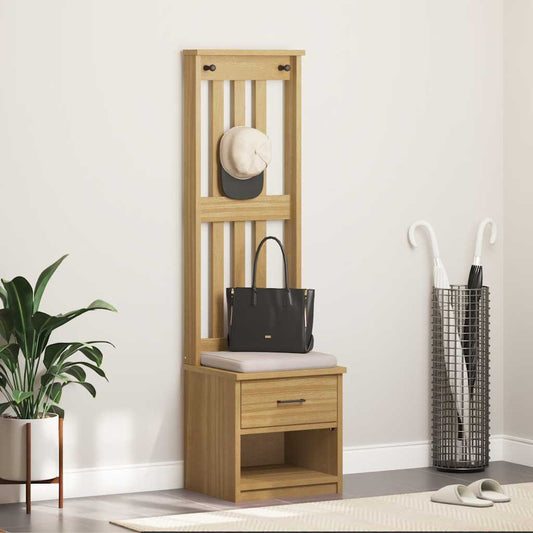 SANDNES tömör fenyőfa előszobafa 45x40x159,5 cm