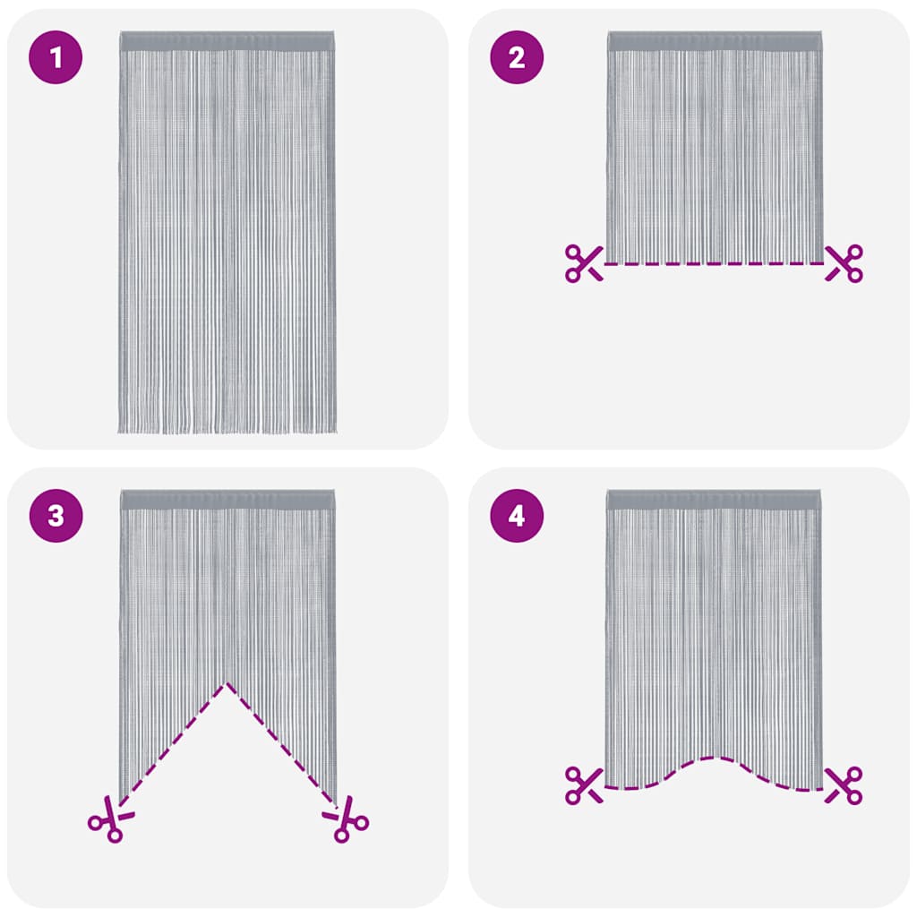 2 db világosszürke zsinórfüggöny 100 x 250 cm