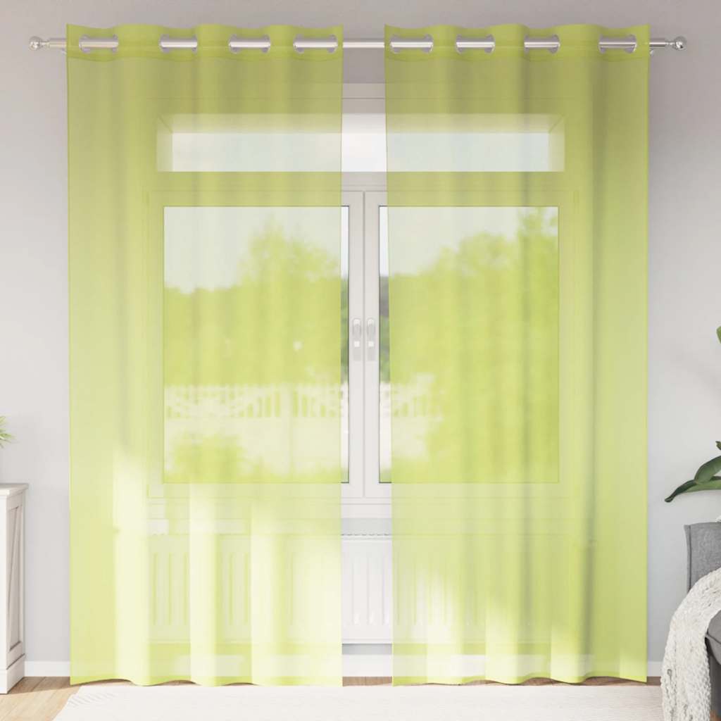 2 db almazöld fátyolfüggönyök rojtokkal 140x225 cm